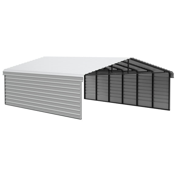 Arrow 20 x 29 x 9 ft Eggshell Steel Carport With 2 Side Wall Kit