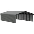 thumbnail image 1 of Arrow 29 x 20 x 9 ft Charcoal Steel Carport With 2 Side Wall Kit, 1 of 15
