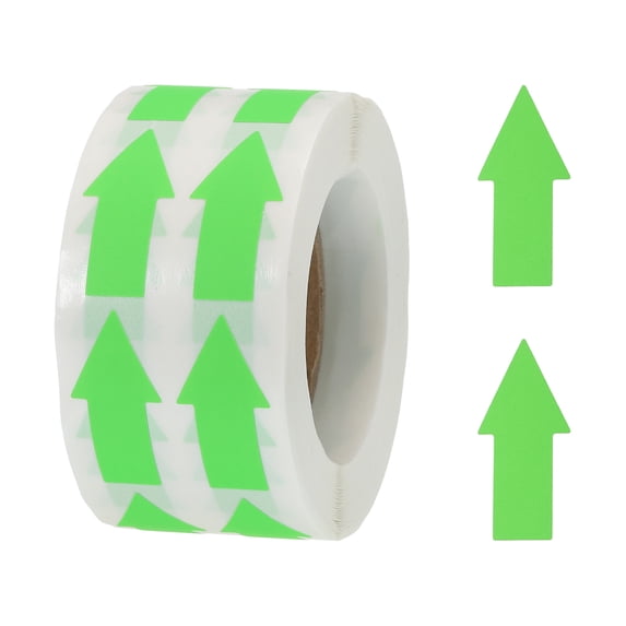 Arrow Sticker Labels 0.6x1.2 Inch 1 Roll Adhesive Arrow Shape Signs DIY Craft, 1000 Count/Roll Fluorescent Green