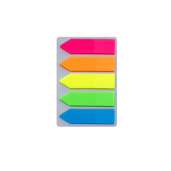 Arrow Sticky Notes 5-Pack, Vibrant Arrow Shaped Page Markers, 1.97 X 2.95 Inch Paper Flags for Books and Notebooks