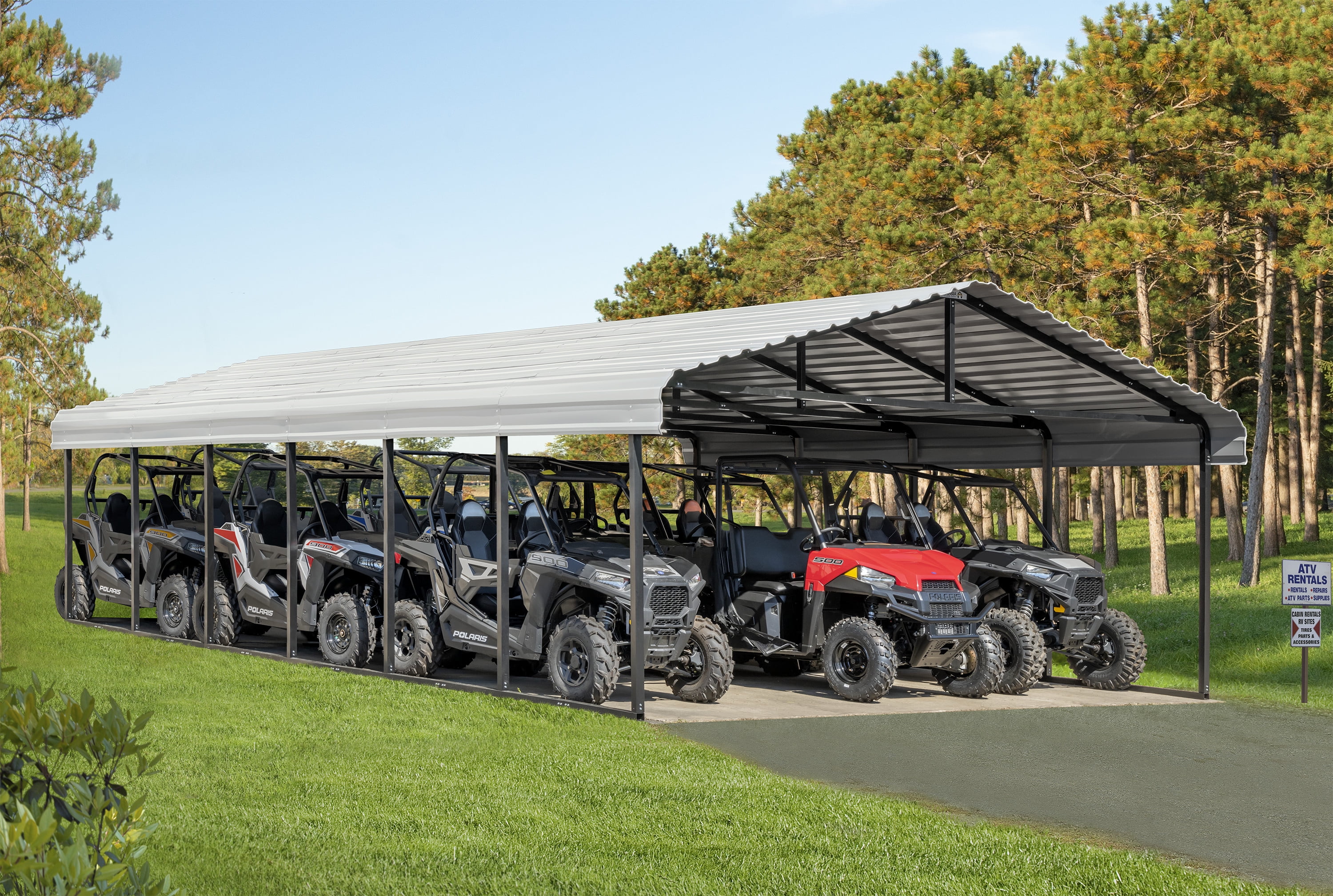 Eggshell 20' x 29' Galvanized Steel Double Carport