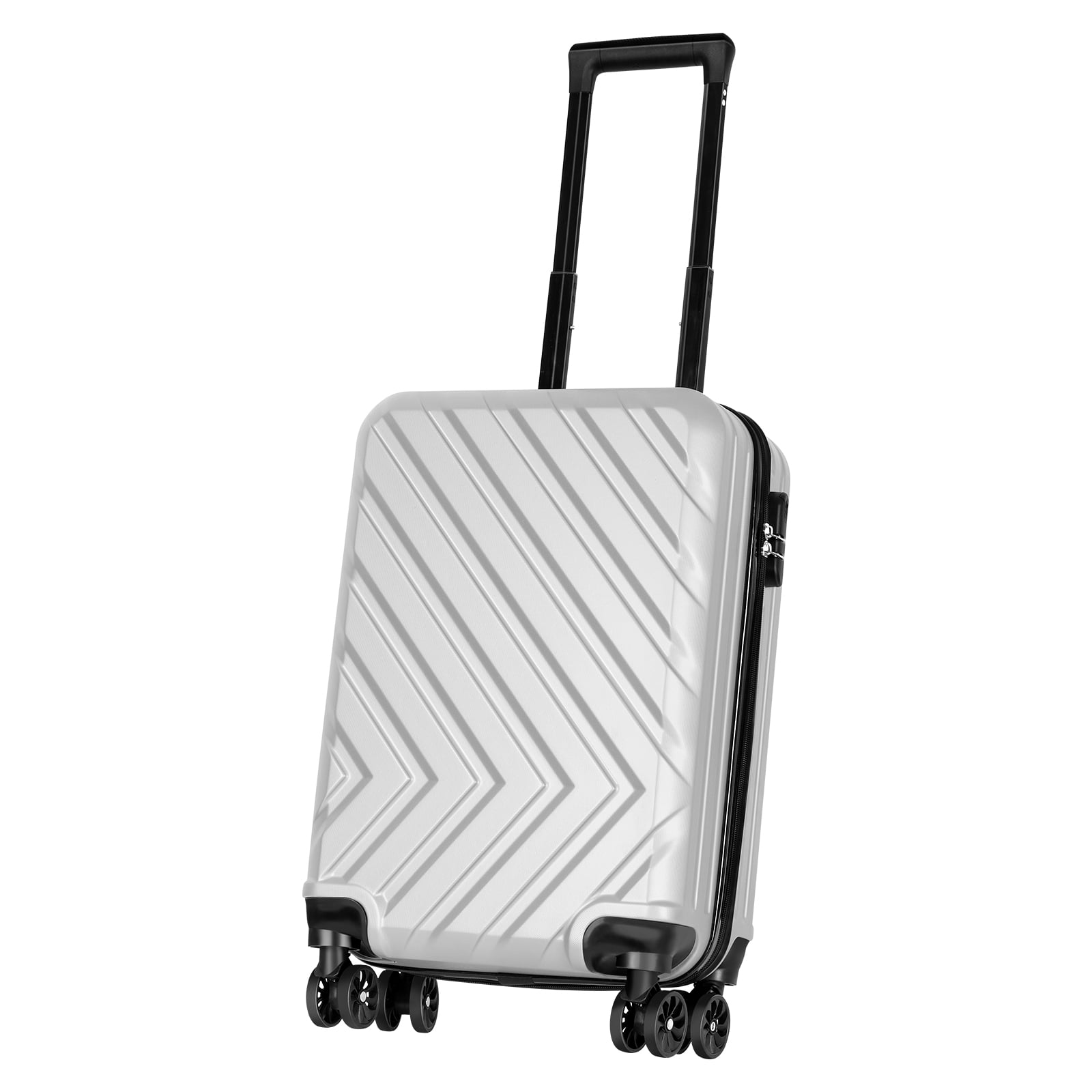 Arrow Stripe Luggage Travel Sliding Wheels 20" Silver