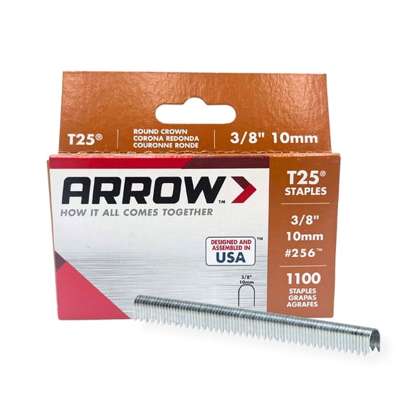 Arrow T25 3/8" New Heavy Duty Round Crown Staples, 1,100 Pack, for Computer Wire and Cable