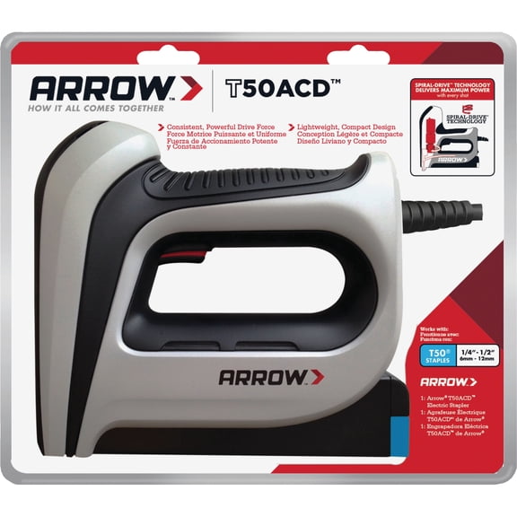 Arrow T50 Electric Staple Gun T50ACD, 1/4 In. to 1/2 In. Staples, 5/8 In. Brads, 6 Ft. Cord - Pack of 20