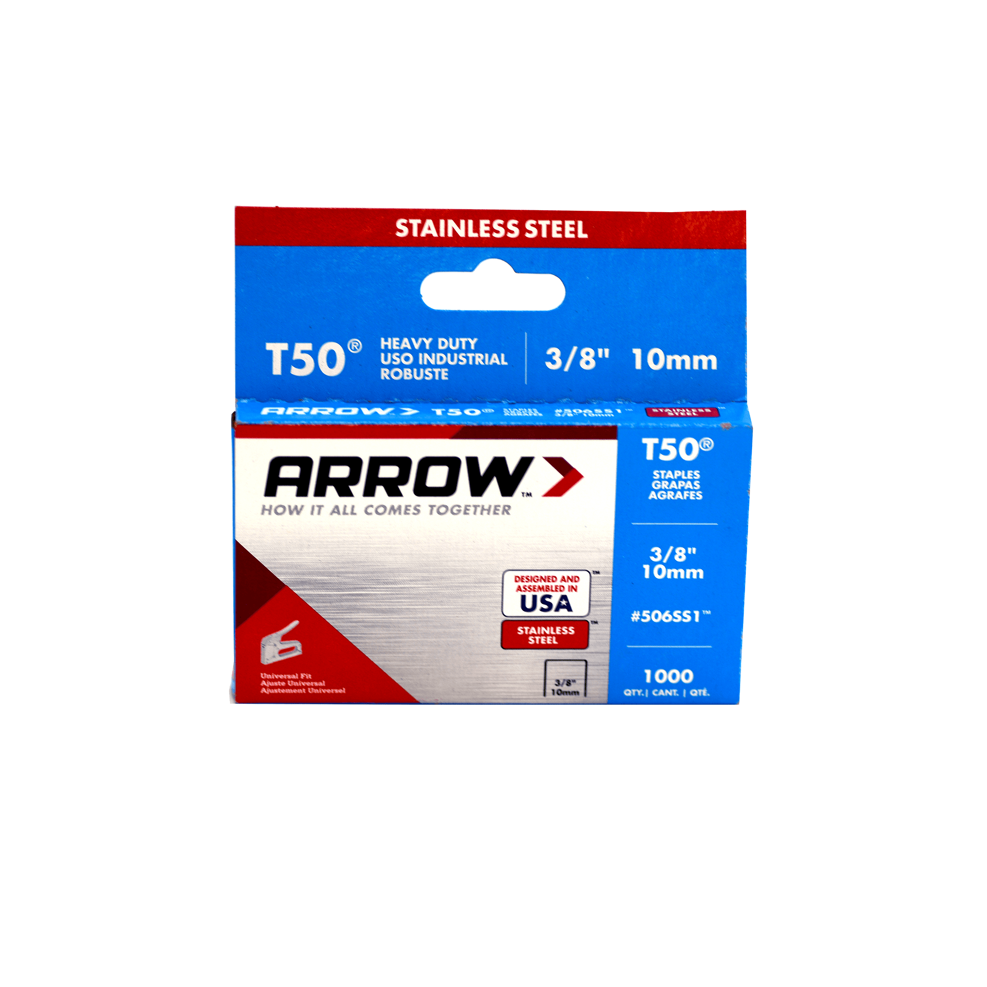 Arrow T50 Stainless Steel 3/8" Staples - 1000 Count, Heavy Duty, Precision Point, for DIY and Repairs, New