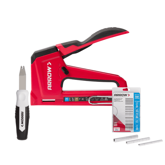 Arrow T50RED2KIT Heavy Duty Staple and Nail Gun with Staple Puller and 1875 T50 Staples