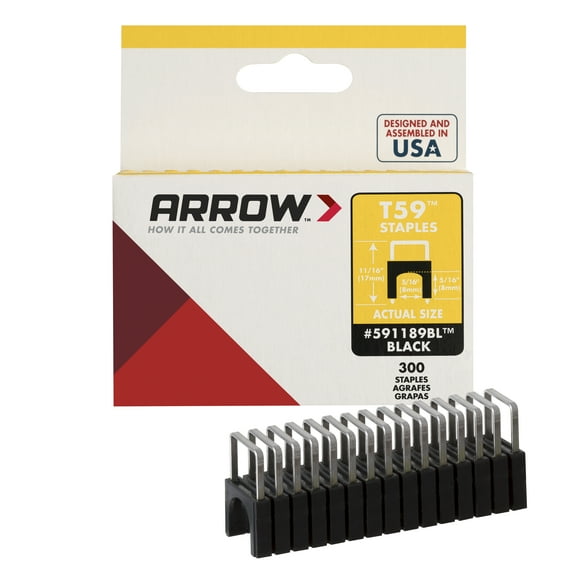 Arrow T59 5/16" Insulated Staples, 300 Pack, Black