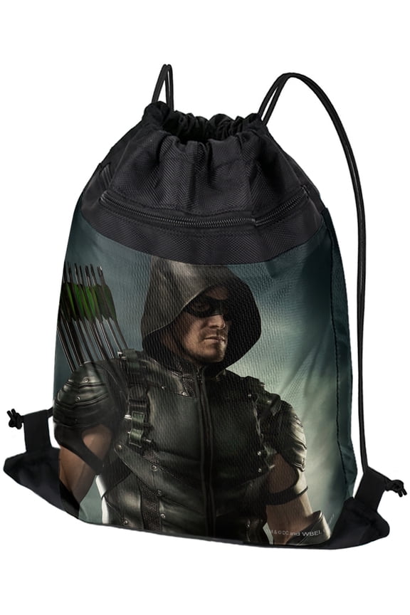 Arrow TV Series Character Art Drawstring Backpack Sports Bag Sackpack 17" x 13", Perfect for Gym, Yoga or Practice