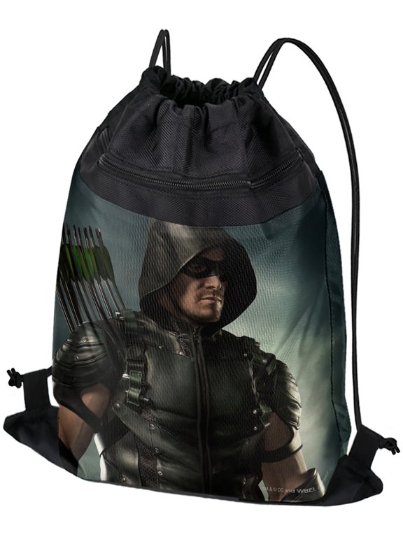 Arrow TV Series Character Art Drawstring Backpack Sports Bag Sackpack 17" x 13", Perfect for Gym, Yoga or Practice