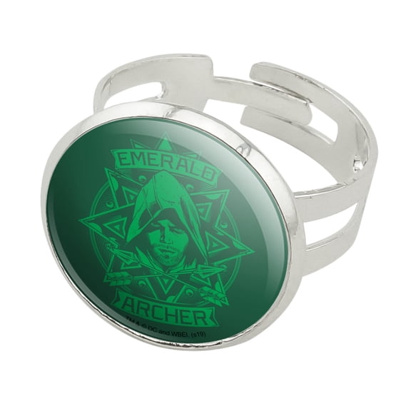 Arrow TV Series Emerald Archer Silver Plated Adjustable Novelty Ring