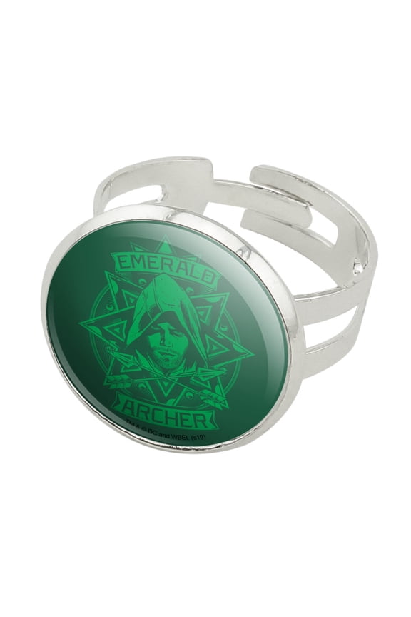 Arrow TV Series Emerald Archer Silver Plated Adjustable Novelty Ring