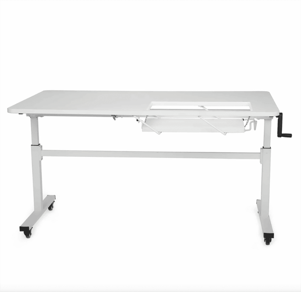 White Adjustable Height Sewing and Cutting Table