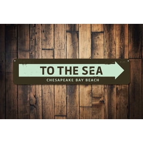Arrow To The Sea Sign Beach Location Sign Custom Beach Destination Sign Metal Beach House Sign - Sea Decor - Size: 16 x 4 Inches