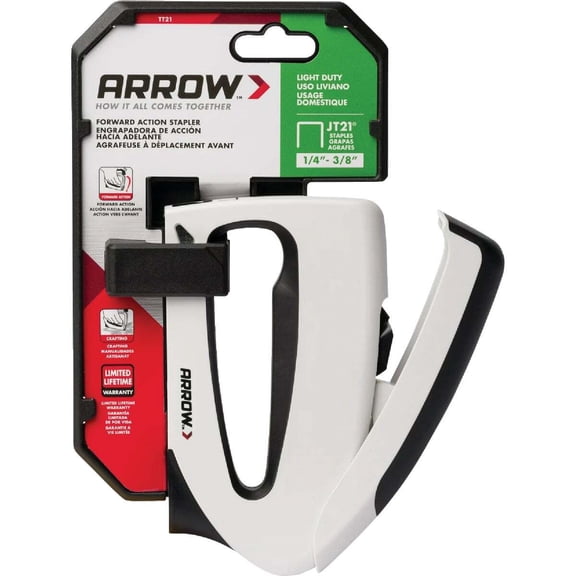 Arrow TruTac Forward-Action Light-Duty Manual Staple Gun, White, Model TT21