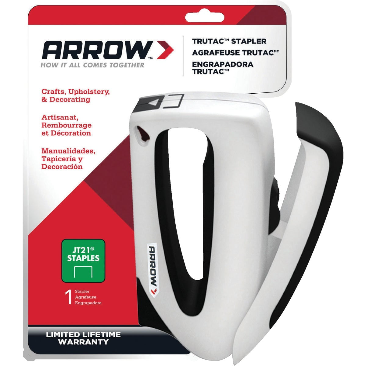 Arrow TruTac ForwardAction LightDuty Staple Gun, White, Model TT21