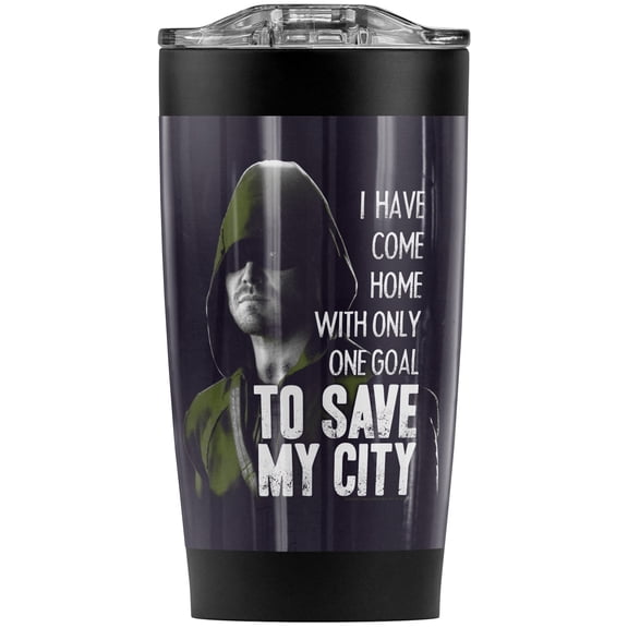 Arrow: Tv Series/Save My City Stainless Steel Tumbler 20 oz Coffee Travel Mug/Cup, Vacuum Insulated & Double Wall with Leakproof Sliding Lid | Great for Hot Drinks and Cold Beverages