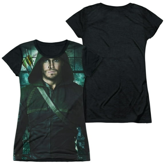 Arrow - Two Sides - Juniors Teen Girls Black Back Sleeve Shirt - X-Large