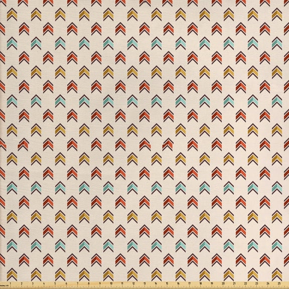 Arrow Upholstery Fabric by the Yard, Repetitive Colorful Ornaments in Dark Mauve Native Theme Print, Decorative Fabric for DIY and Home Accents, 5 Yards, Champagne Multicolor by Ambesonne