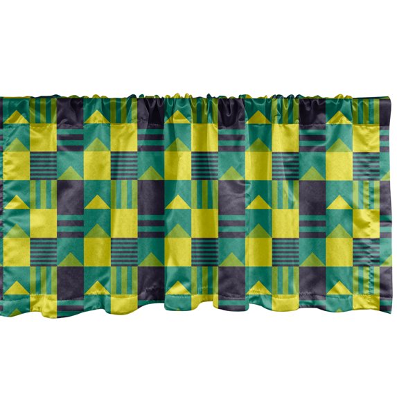Arrow Window Valance, Illustration of a Symmetric Design of Geometric Shapes, Curtain Valance for Kitchen Bedroom Decor with Rod Pocket, 54" X 18", Multicolor, by Ambesonne