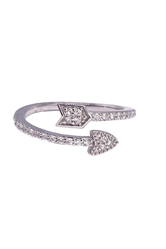 Arrow Wrap Ring, Diamond Cuff Ring, Adjustable Diamond Engagement Ring, Half Eternity Ring, 14K White Gold Plated, 1.4 Ct Simulated Diamond