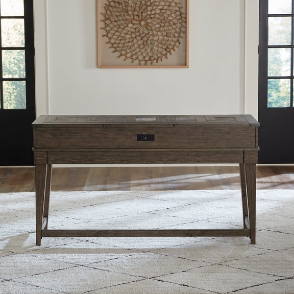 Liberty Furniture Arrowcreek Console Bar Table in Weathered Stone