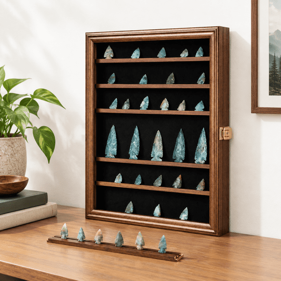Arrowhead Display Case Nativen Shadow Box Walnut