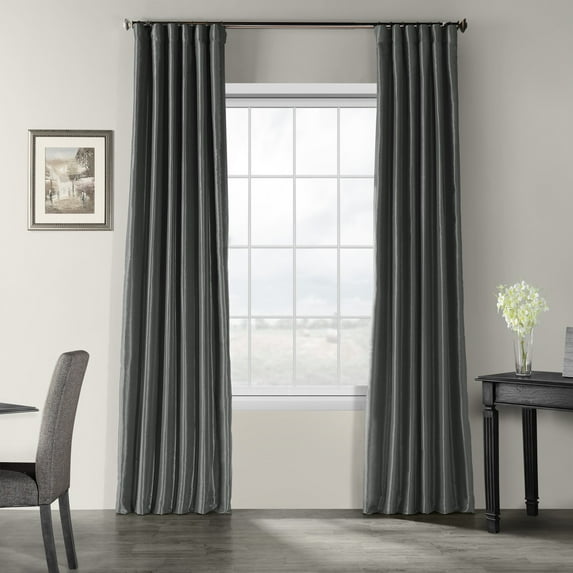 Half Price Drapes Arrowhead Grey Faux Dupioni Silk Room Darkening Curtains for Bedrooms(1 Panel),50WX 96L