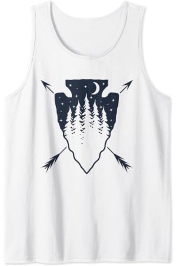 Arrowhead Hunting Pine Tree Moon Scenery Arrowhead Hunter Tank Top Size S-3XL
