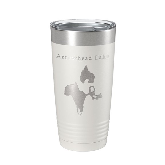 Arrowhead Lake Map Tumbler Travel Mug Insulated Laser Engraved Coffee Cup Poconos Pennsylvania 20 oz White