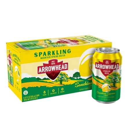 Arrowhead Lemon Sparkling Mountain Spring Water, 12 fl oz, 8 Cans