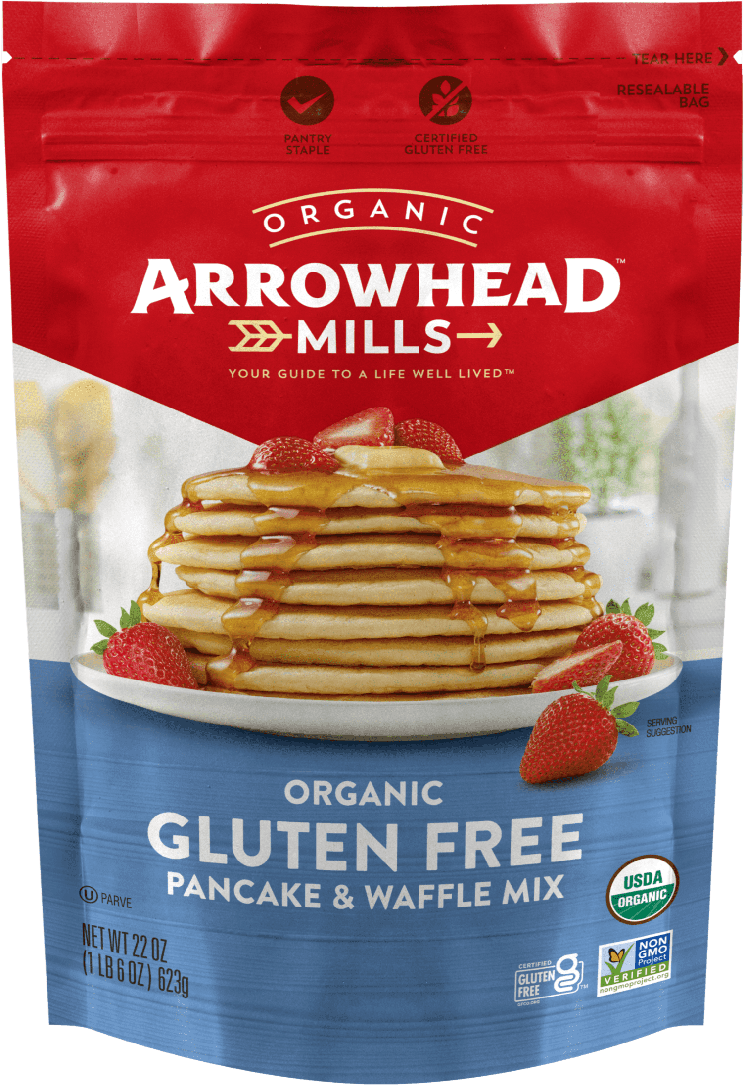 Arrowhead Mills Gluten Free Pancake & Waffle Mix, Organic, 22 Ounce Bag (pack of 6)