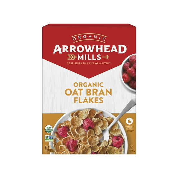 Arrowhead Mills Organic Cereal, RRF12 Oat Bran Flakes, 12 Oz. Box