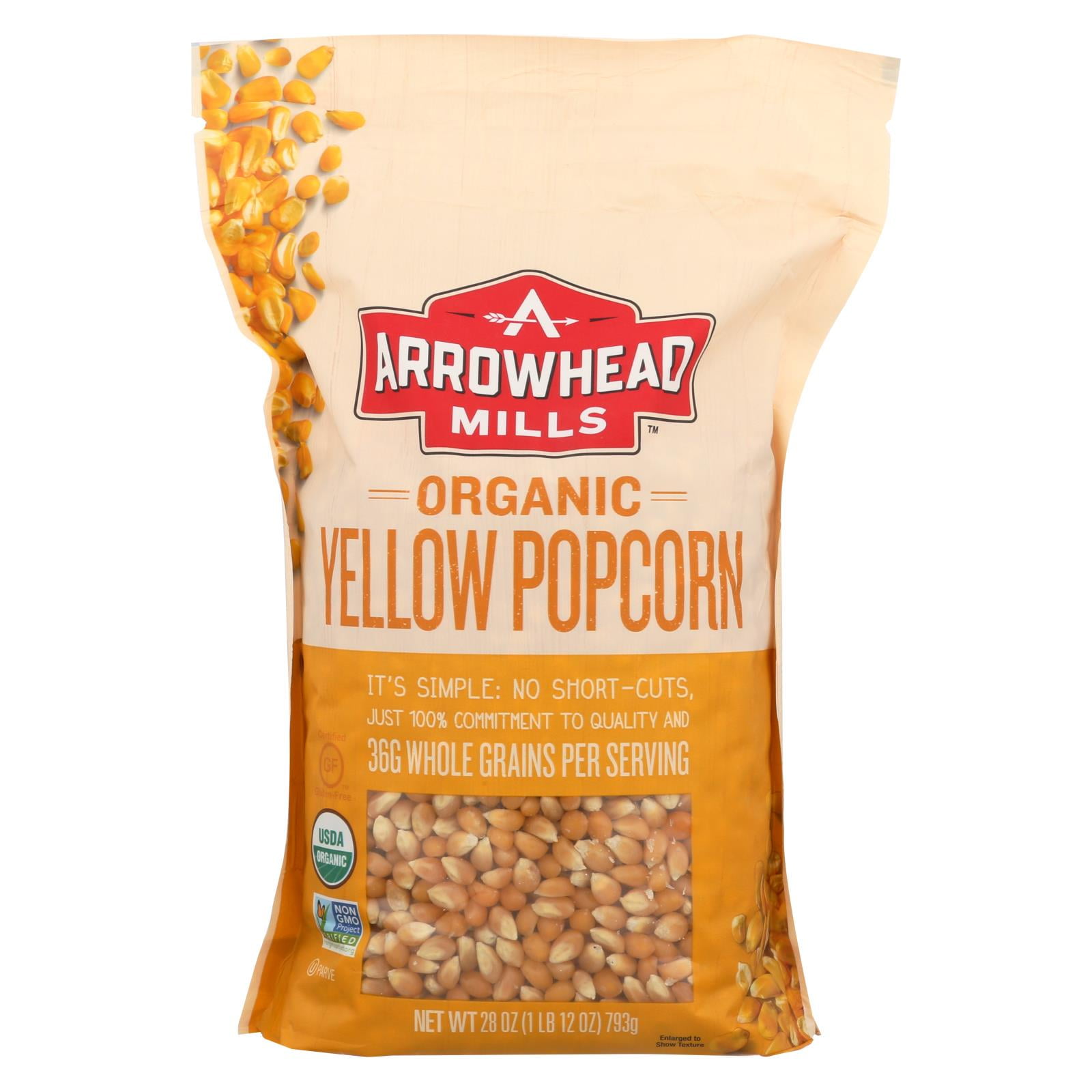 Arrowhead Mills - Organic Popcorn - Yellow - Case of 6 - 28 oz.