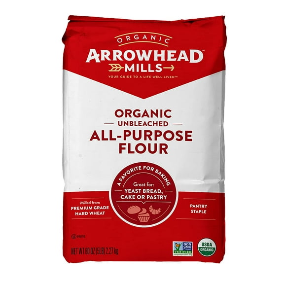 Arrowhead Mills Organic Unbleached White Flour 5 lbs Pack of 2