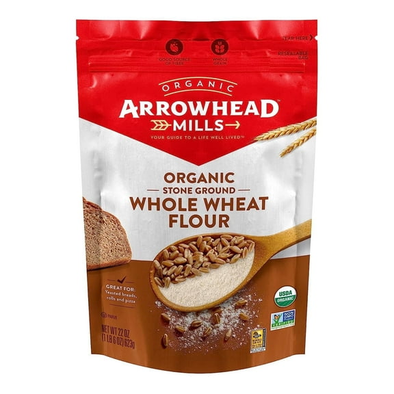 Arrowhead Mills Organic Whole Wheat Flour 22 oz Pack of 3