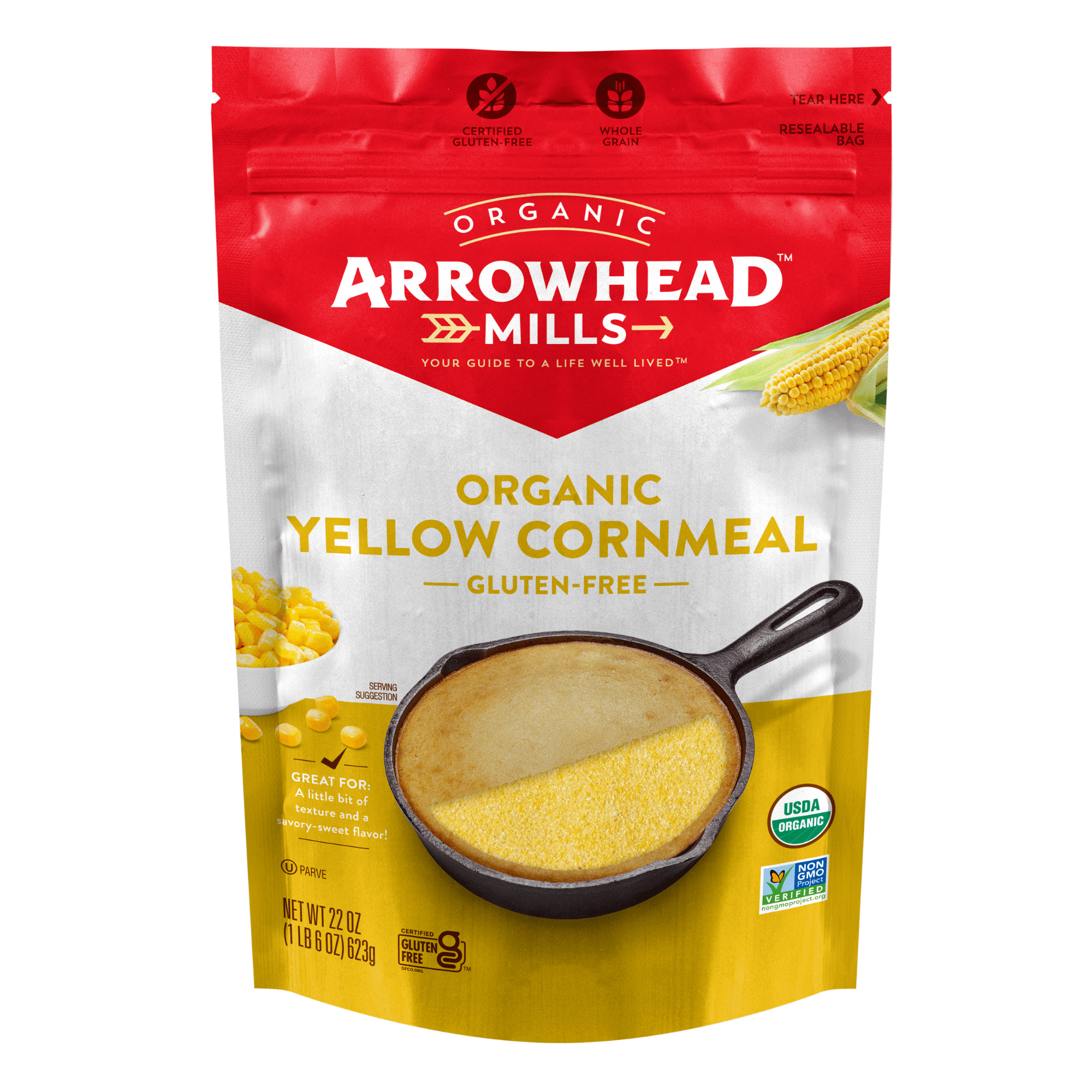 Arrowhead Mills Organic Yellow Cornmeal, 22 oz Bag