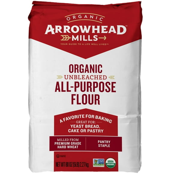 Arrowhead Mills Unbleached Organic All Purpose Flour, 5 lb Bag
