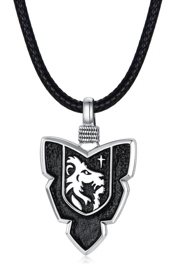 Arrowhead Necklace Sterling Silver Arrow Head Lion Pendant Necklaces Viking Vintage Jewelry Gifts for Men