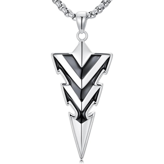 Arrowhead Necklace Sterling Silver Spearpoint Necklace with Stainless Steel Chain Cool Spear Point Mens Necklace Gift for Men