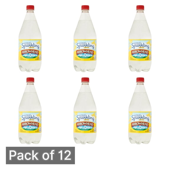 Arrowhead Sparkling Water, Lively Lemon, 33.8 fl oz Bottle - Pack of 12
