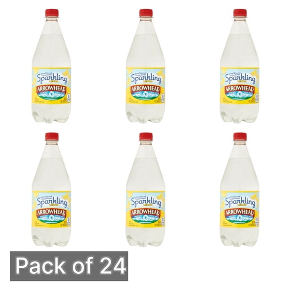 Arrowhead Sparkling Water, Lively Lemon, 33.8 fl oz Bottle - Pack of 24