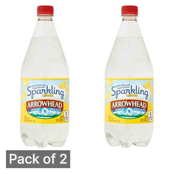 Arrowhead Sparkling Water, Lively Lemon, 33.8 fl oz Bottle - Pack of 2