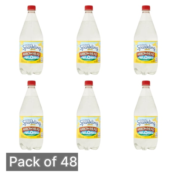 Arrowhead Sparkling Water, Lively Lemon, 33.8 fl oz Bottle - Pack of 48