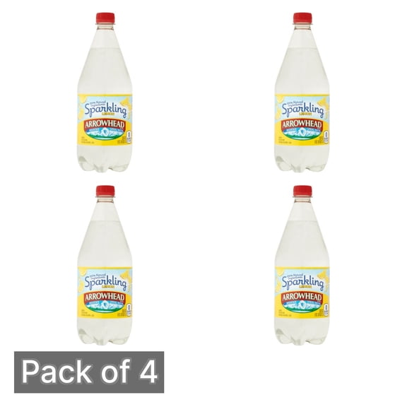 Arrowhead Sparkling Water, Lively Lemon, 33.8 fl oz Bottle - Pack of 4