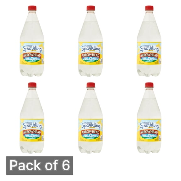 Arrowhead Sparkling Water, Lively Lemon, 33.8 fl oz Bottle - Pack of 6