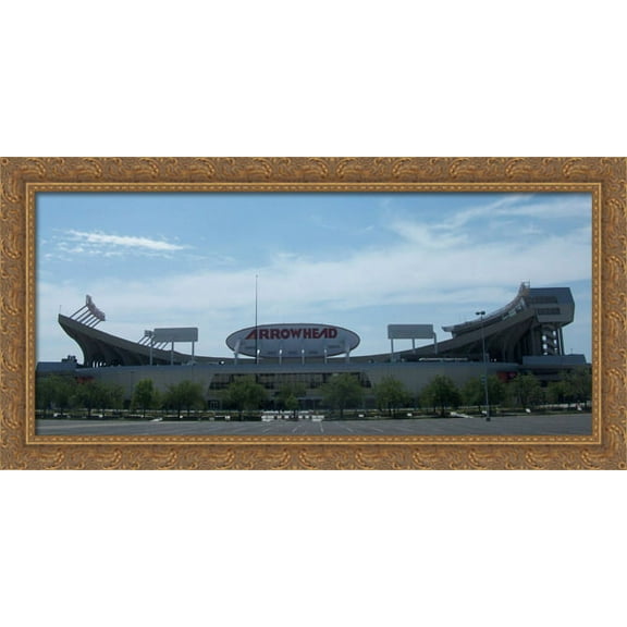 Arrowhead Stadium 40x20 Large Gold Ornate Wood Framed Canvas Art - Home of the Kansas City Chiefs