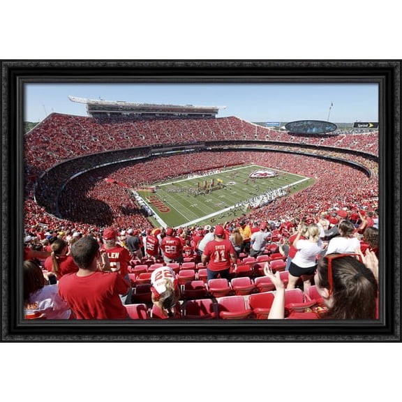 Arrowhead Stadium 40x28 Large Black Ornate Wood Framed Canvas Art - Home of the Kansas City Chiefs