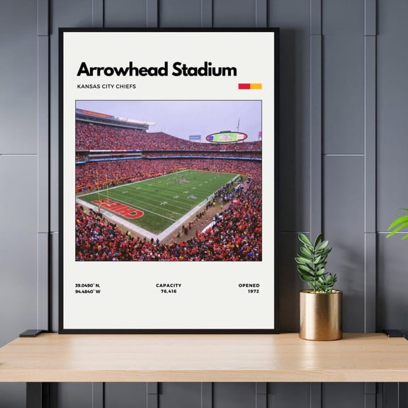 Arrowhead Stadium Print - Home of the Kansas City Chiefs, Unframed Canvas Size 8x12
