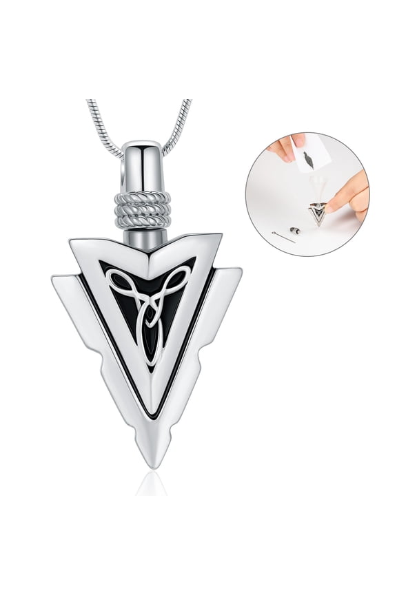 Arrowhead Urn Neckalce for Ashes Memorial Keepsake Infinity Ash Necklace for Human Ashes Spearpoint Arrowhead Cremation Pendant