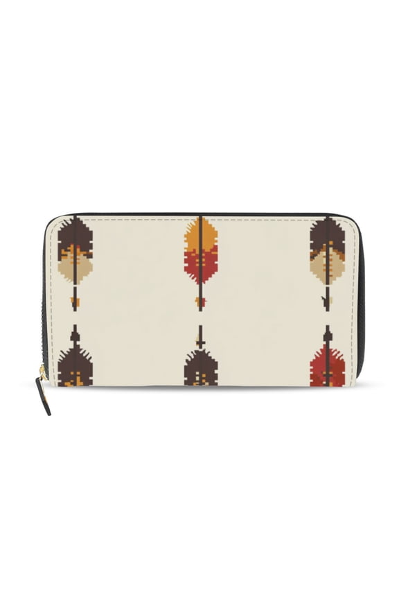 Arrowheads Pixel Style Women's Long Zipper Wallet Bifold Clutch Purse PU Leather Card Cases